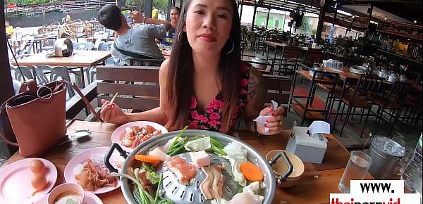  Amateur Thai teen Polly with big boobs helping to her european BF